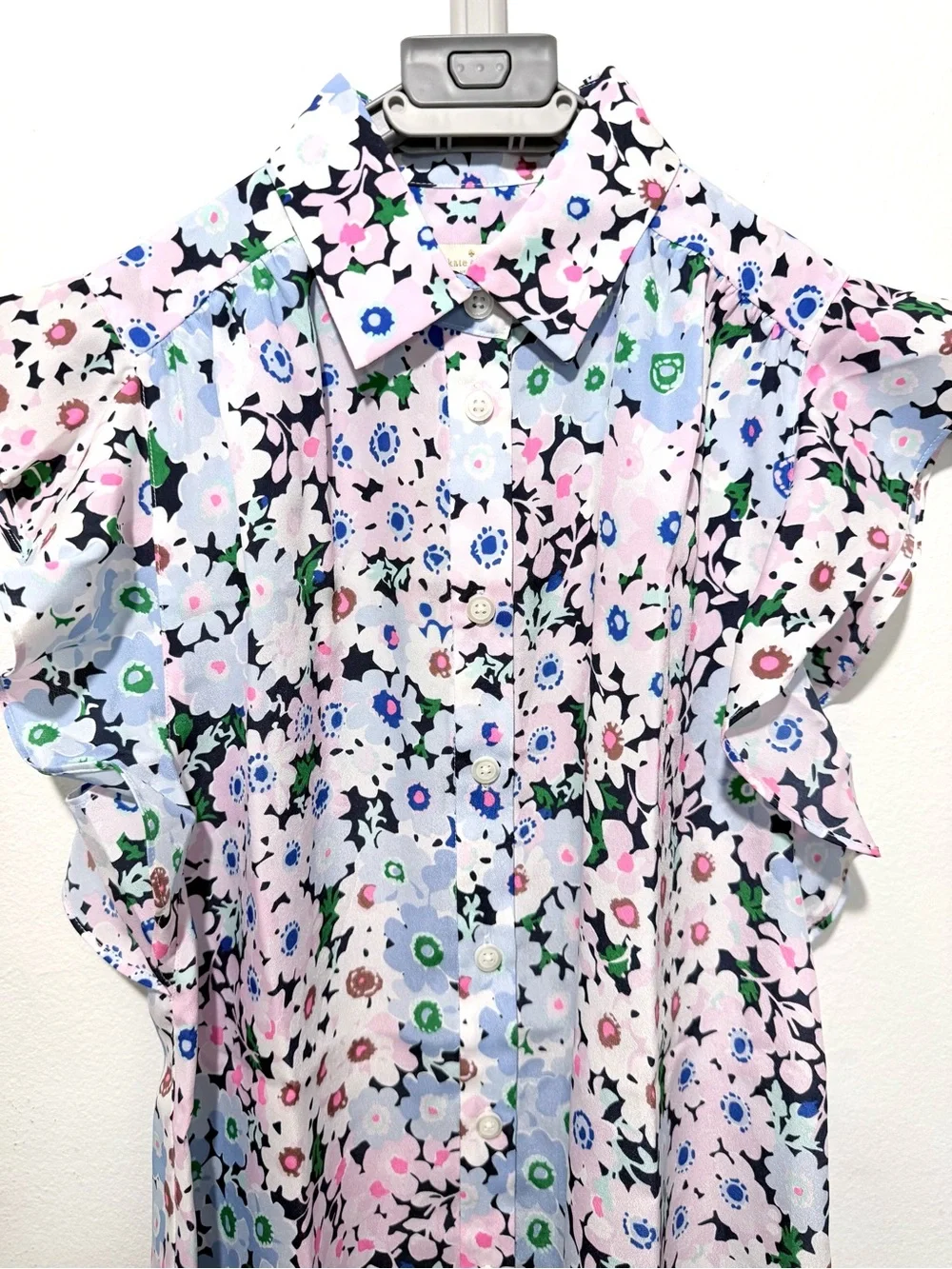 kate spade Pastel Multi Floral Ruffle-Sleeve Dress